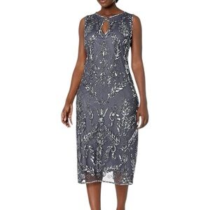 Pisarro Nights Gray Sleeveless Sequin Dress Size 22W FLAW
